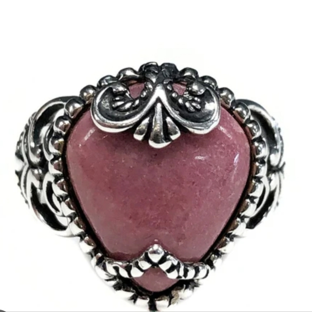 Beautiful Natural Rhodonite Ring in Sterling Silver Size 7!